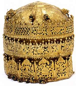 Crown of Tewodros, Ethiopia, now in Victoria and Albert Museum, London, United Kingdom, looted during the invasion of Magdala in 1868 by a  British Punitive Expedition army.